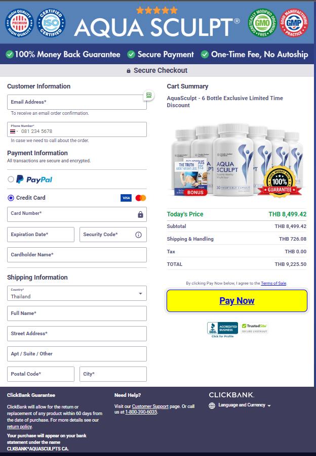 AquaSculpt Official Website Secure Order Page